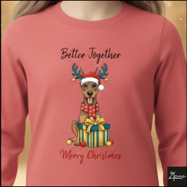Weihnachts-Dobermann-Rentier-Schal-Geschenk-Grafik Tri-Blend Shirt
