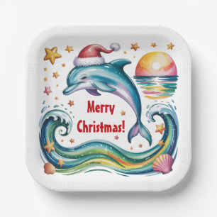 Weihnachts-Dolphin im Paradies Pappteller