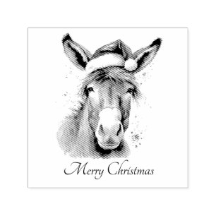 Weihnachts-Donkey-Etikett, anpassbar Permastempel