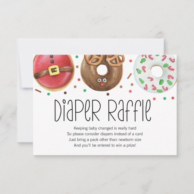 Weihnachts Donut Diaper Raffekarte Dankeskarte (Vorderseite)