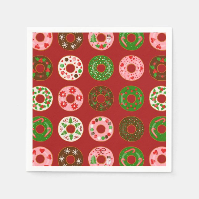Weihnachts Donut Holiday Leckerei Muster Serviette (Vorderseite)