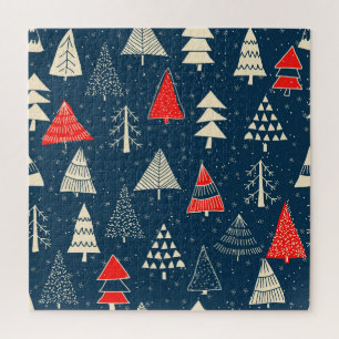 Weihnachts-Doodle-Bäume, nahtloses Wintermuster.