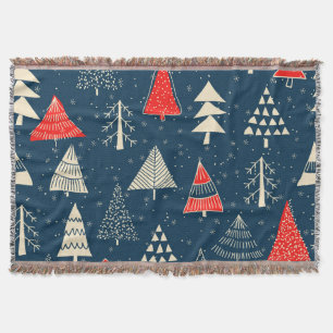 Weihnachts-Doodle-Bäume, nahtloses Wintermuster. Decke