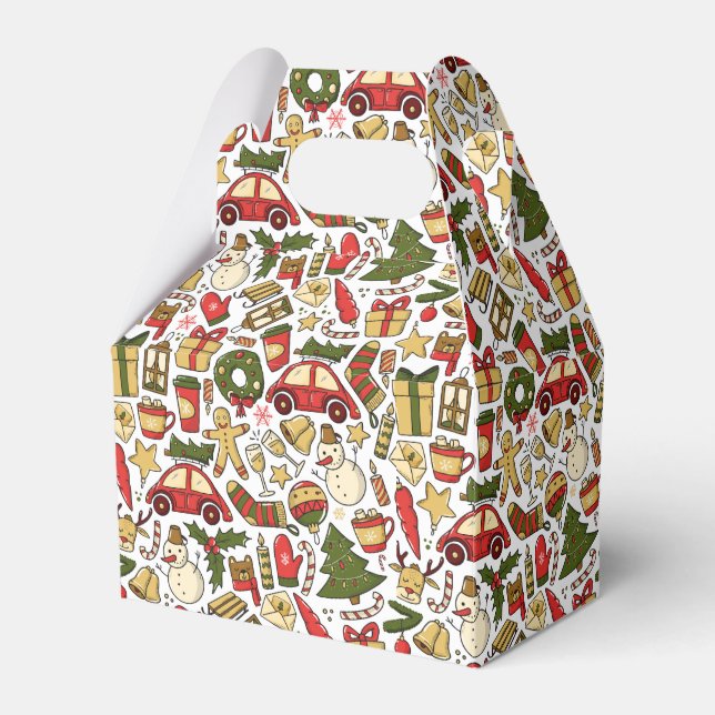 Weihnachts-Doodle-Muster-Gunstbox Geschenkschachtel (Vorderseite)