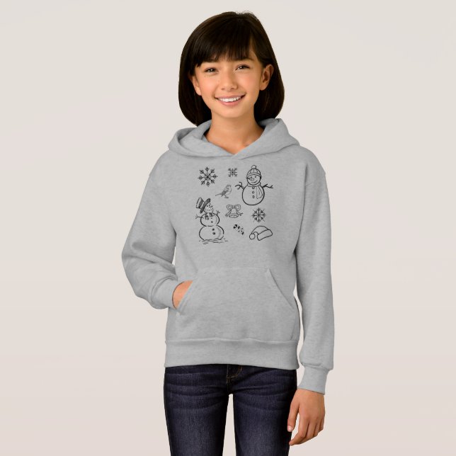 Weihnachts Doodles Snowman Funny Black and White H Hoodie (Vorne ganz)