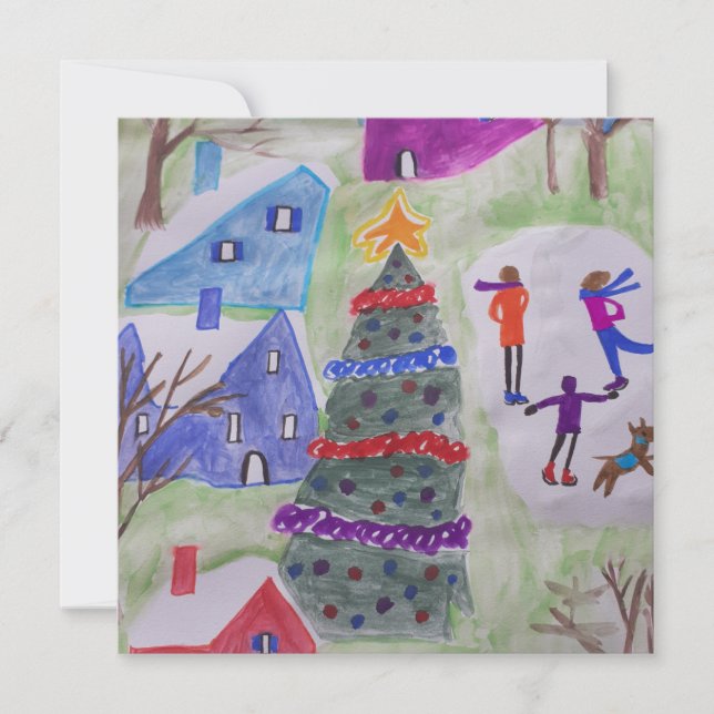 Weihnachts-Dorf flache Weihnachtskarte Karte (Vorderseite)