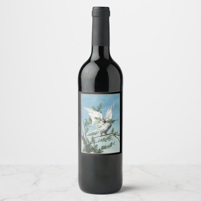 Weihnachts-Dove-Peace Wine-Flasche-Etikett Weinetikett (Vorderseite)