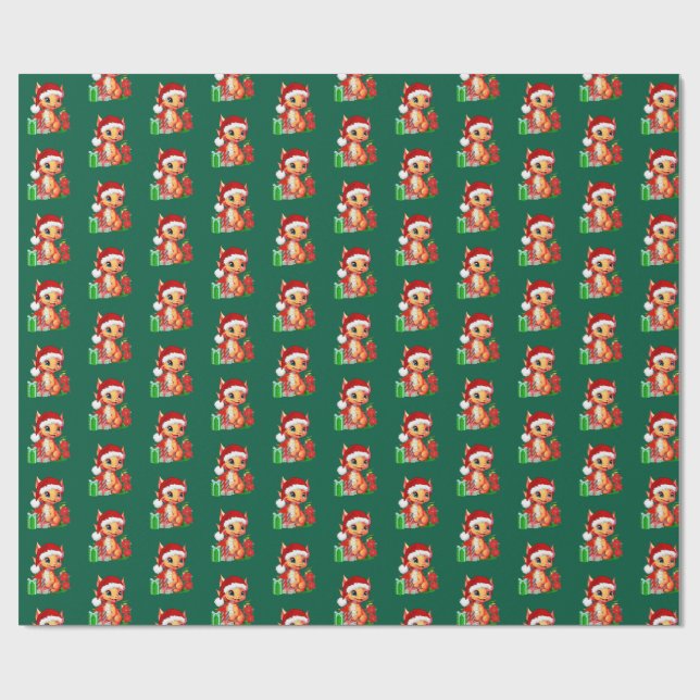 Weihnachts-Drache-Geschenkpapier Geschenkpapier (Flach)