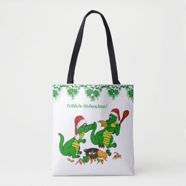 Weihnachts Drachen auf Deutsch Tasche (Vorderseite)