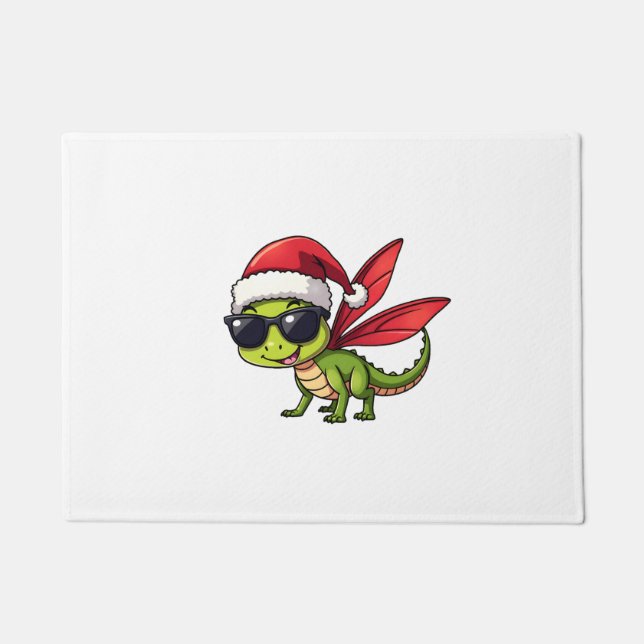 Weihnachts-Dragonfly-Weihnachtsmannmütze Funny Xma Fußmatte (Vorderseite)
