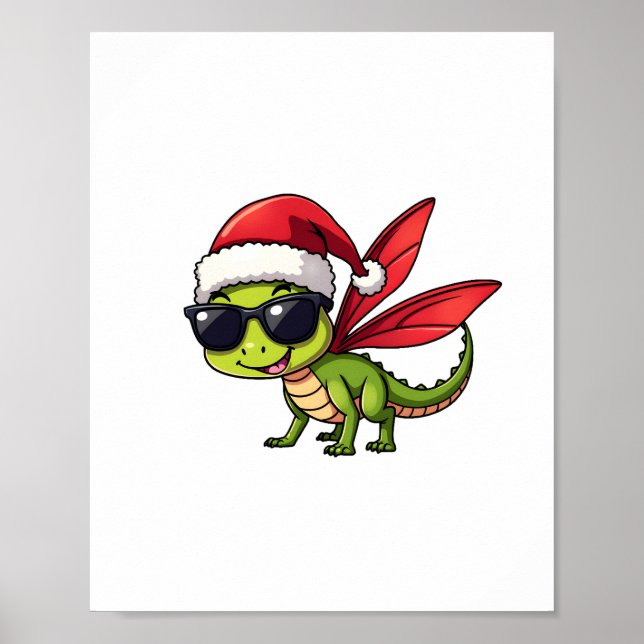 Weihnachts-Dragonfly-Weihnachtsmannmütze Funny Xma Poster (Vorne)