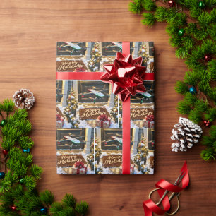 Weihnachts-Drohnen-Lieferung vor die Haustür Geschenkpapier