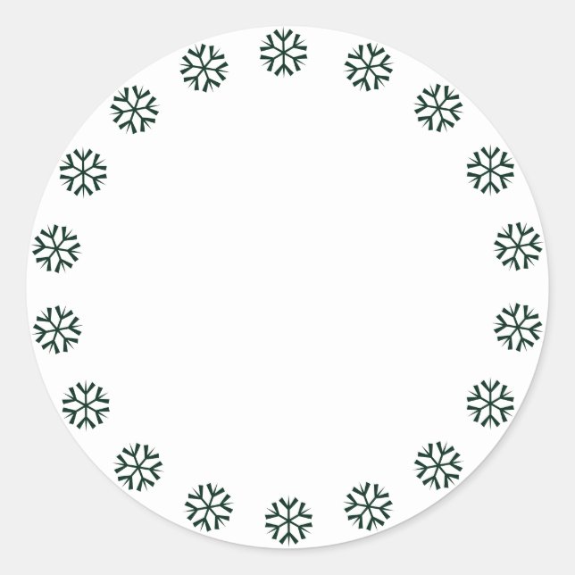 Weihnachts-dunkelgrüne Schneeflocken-Grenze niedli Runder Aufkleber (Vorderseite)