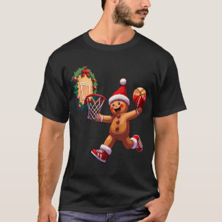 Weihnachts Dunking Gingerbread Mann Basketball Dun T-Shirt