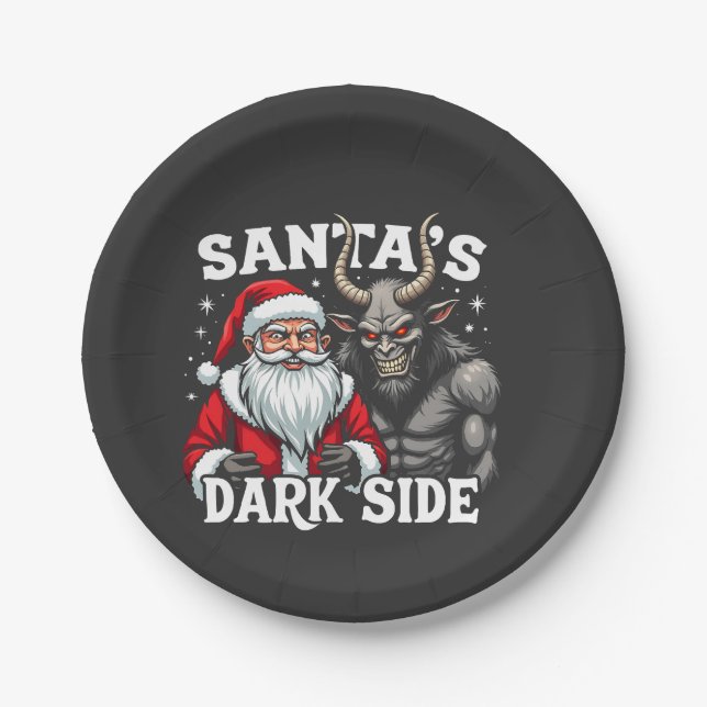 Weihnachts-Dunkle Seite Weihnachtsbäumkrampus Pappteller (Vorderseite)