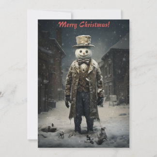 Weihnachts-Dunkler-Schneemann Feiertagskarte