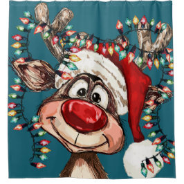 Weihnachts-Duschvorhang mit festlichen Rentieren Duschvorhang