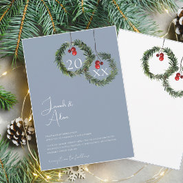 Weihnachts-Dusty Blue Winter Feierliche Hochzeit Einladung