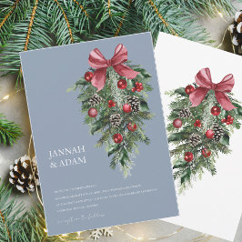 Weihnachts-Dusty Blue Winter Feierliche Hochzeit Einladung