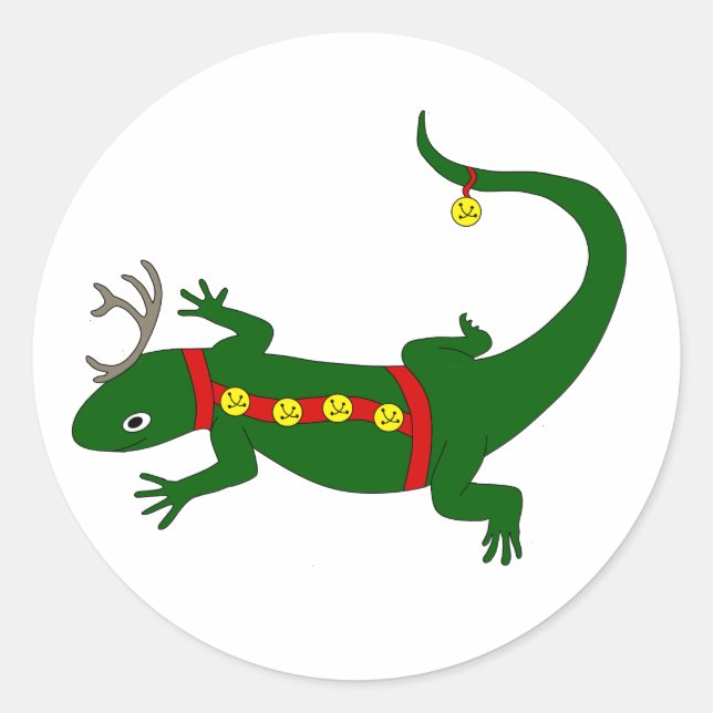 Weihnachts-Echsen-Aufkleber Runder Aufkleber (Vorderseite)