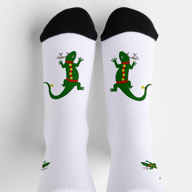 Weihnachts-Echsen-Crew-Socken Socken (Oben)