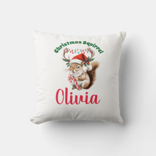 Weihnachts-Eichhörnchen-Individuelle Name Girl's S Kissen