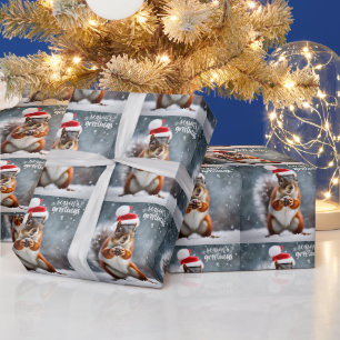 Weihnachts-Eichhörnchen mit Pinecone Geschenkpapier
