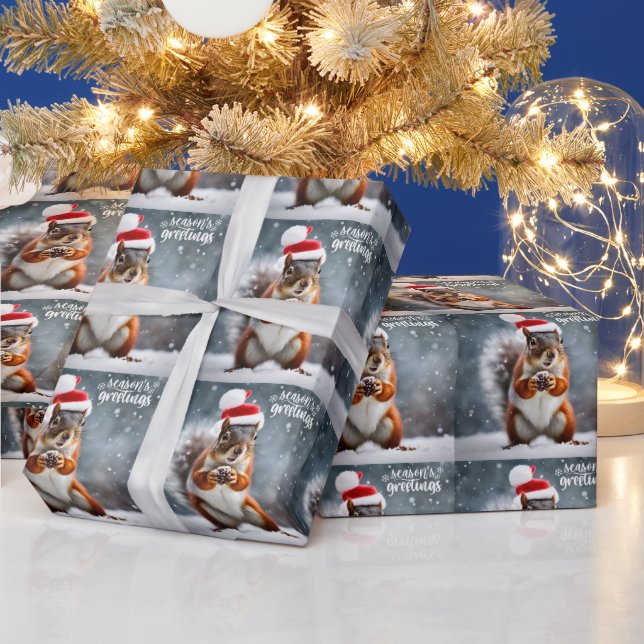 Weihnachts-Eichhörnchen mit Pinecone Geschenkpapier (Feiertage)
