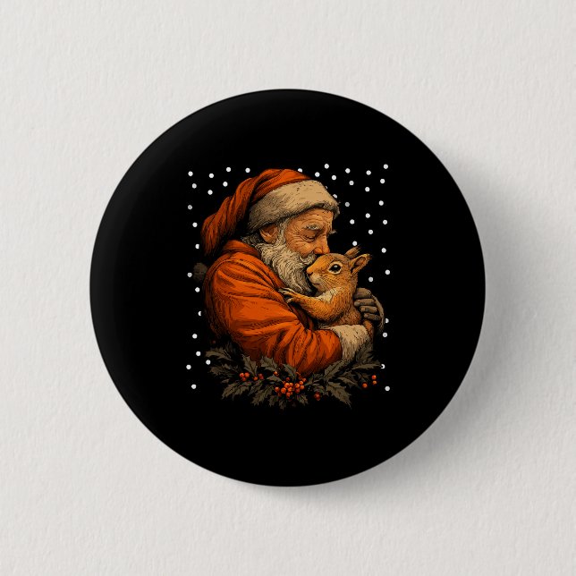 Weihnachts-Eichhörnchen und Weihnachtsmann Waldtie Button (Vorderseite)