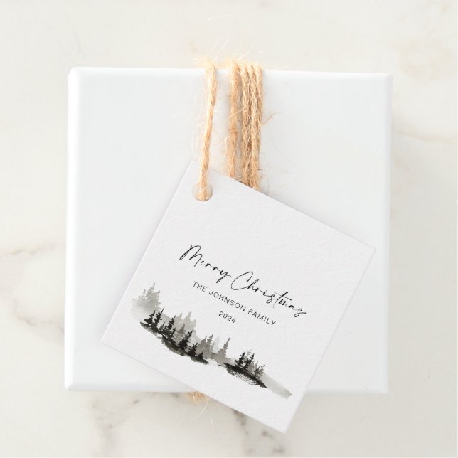 Weihnachts-einfarbige Winterlandschaft Geschenkanhänger (Beispiel)