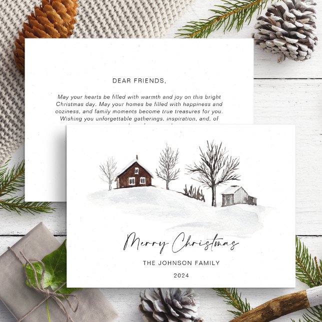 Weihnachts-einfarbige Winterlandschaft Non-Foto Feiertagskarte (Von Creator hochgeladen)