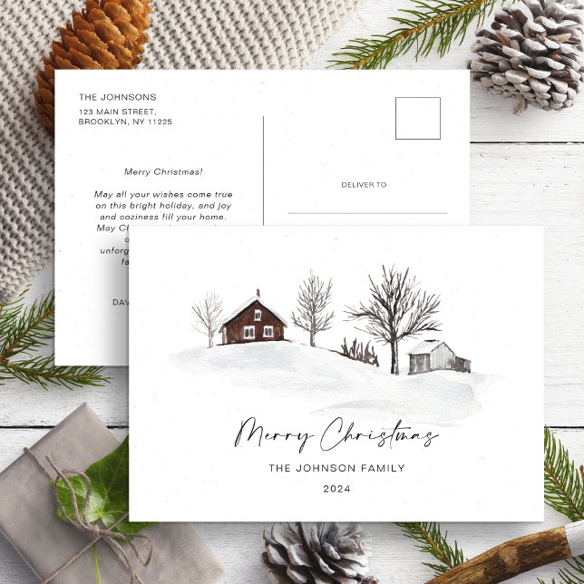 Weihnachts-einfarbige Winterlandschaft Non-Foto Postkarte (Von Creator hochgeladen)