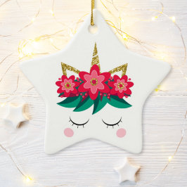Weihnachts-Einhorn-Blume Personalisiert Keramik Ornament