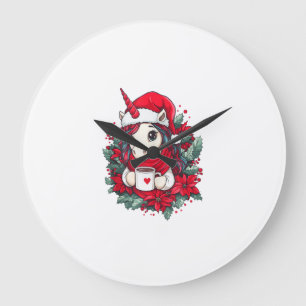 Weihnachts-Einhorn-Dekor Mädchen Jungen Kinder Wei Große Wanduhr