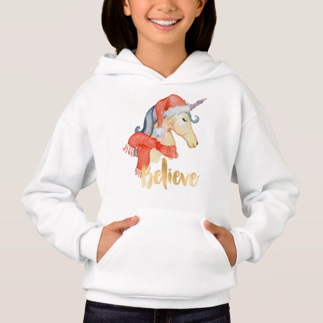 Weihnachts-Einhorn-Glaube-Hooded Sweatshirt (Vorderseite)