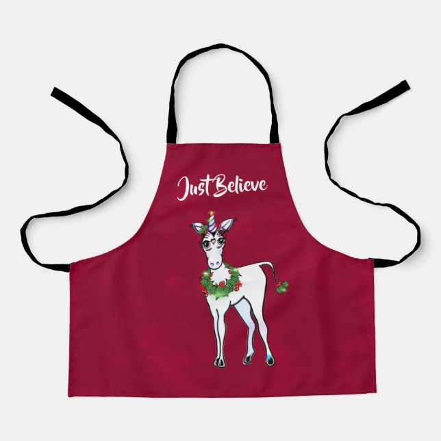 Weihnachts-Einhorn, glauben Sie nur Schürze (Vorderseite)