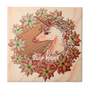 Weihnachts-Einhorn-Kachel Fliese