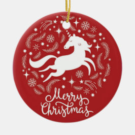 Weihnachts Einhorn Keramik Ornament