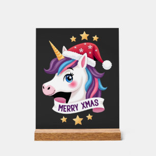 Weihnachts-Einhorn-Langarm-T-Shirt (2) Acrylschild