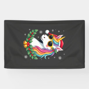 Weihnachts Einhorn Mädchen Jungen Xmas Santa Süße Banner