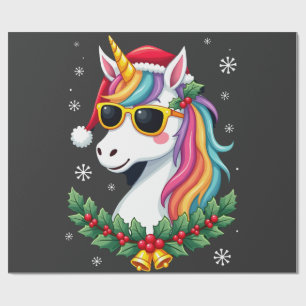 Weihnachts Einhorn Mädchen Jungen Xmas Santa Süße  Geschenkpapier