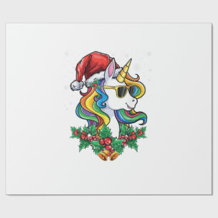 Weihnachts Einhorn Mädchen Jungen Xmas Santa Süße  Geschenkpapier