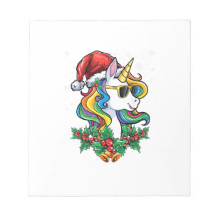 Weihnachts Einhorn Mädchen Jungen Xmas Santa Süße Notizblock