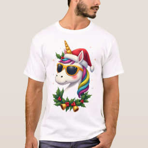 Weihnachts Einhorn Mädchen Jungen Xmas Santa Süße  T-Shirt