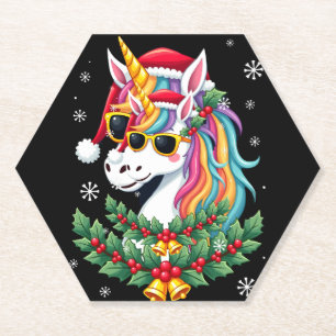 Weihnachts Einhorn Mädchen Jungen Xmas Santa Süße Untersetzer