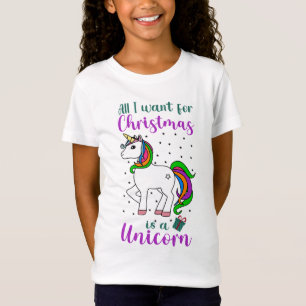 Weihnachts-Einhorn Magischer Regenbogen Grün Lila T-Shirt