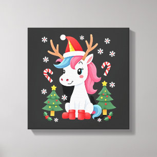 Weihnachts Einhorn Niedlich Magisches Xmas Kleinki Leinwanddruck