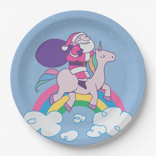 Weihnachts-Einhorn Pappteller (Vorderseite)