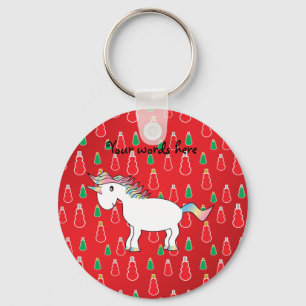 Weihnachts-Einhorn-Schneemann-Muster Schlüsselanhänger