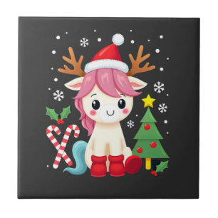 Weihnachts Einhorn Süß Magisches Xmas Kleinkind Mä Fliese